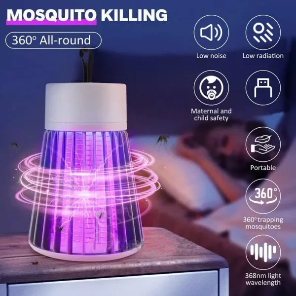 1PC Electric Shock Mosquito Killer Lamp Waterproof Two-in-One Bug Zapper For Bedroom Outdoor Use - Kills Moths Wasps Gnats